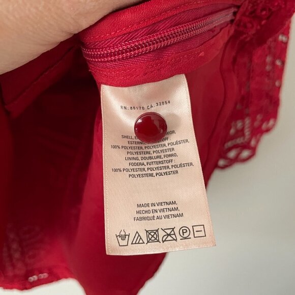 Moulinette Soeurs Tamera Geometric Lace Peplum Top 3/4 Sleeves Red 0 - Picture 7 of 8